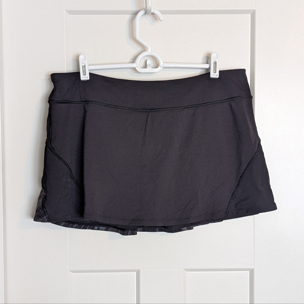 Lululemon Ace Tennis Skirt - Black Scratch Match Multi sz 14/16